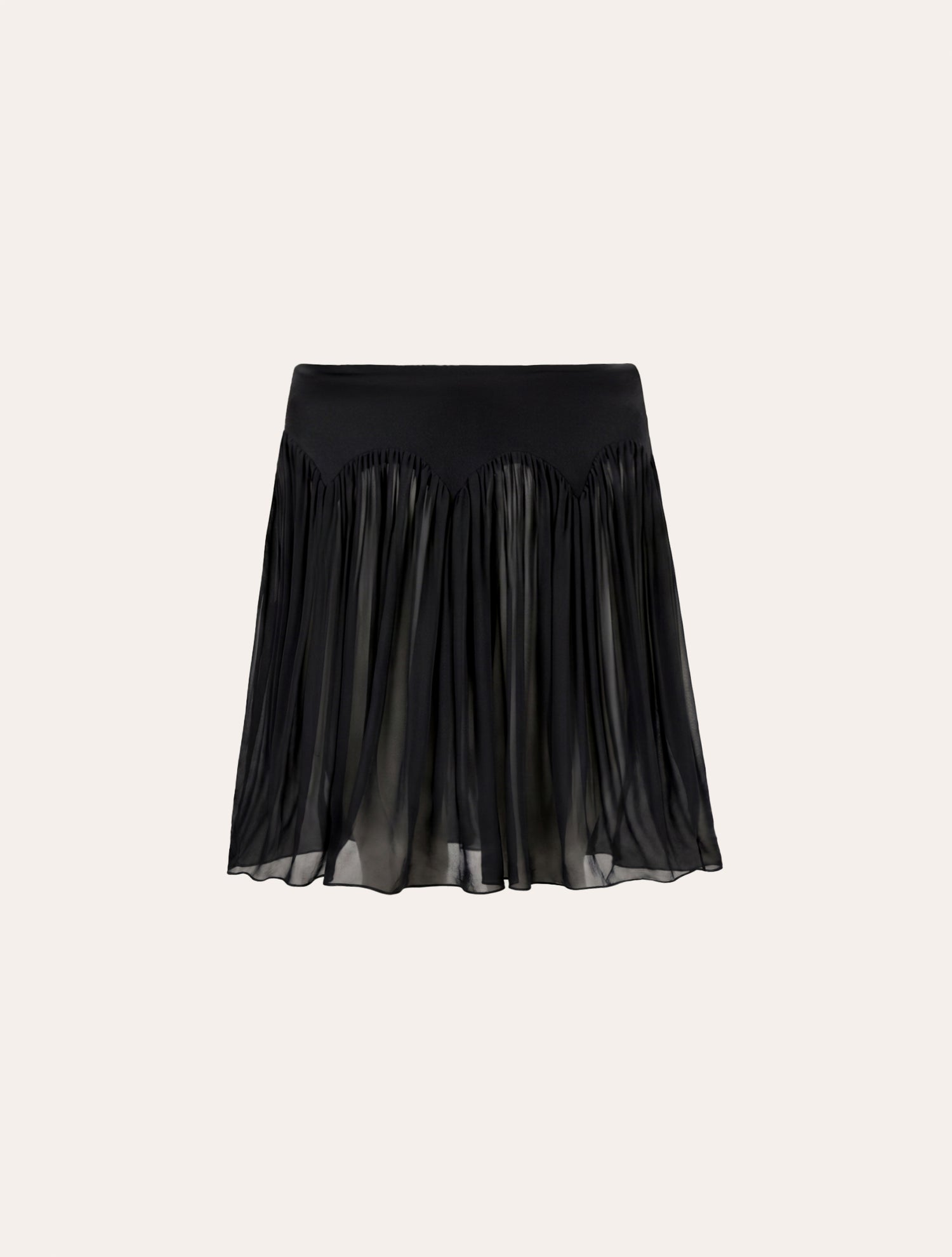 Scalloped waist mini skirt in black