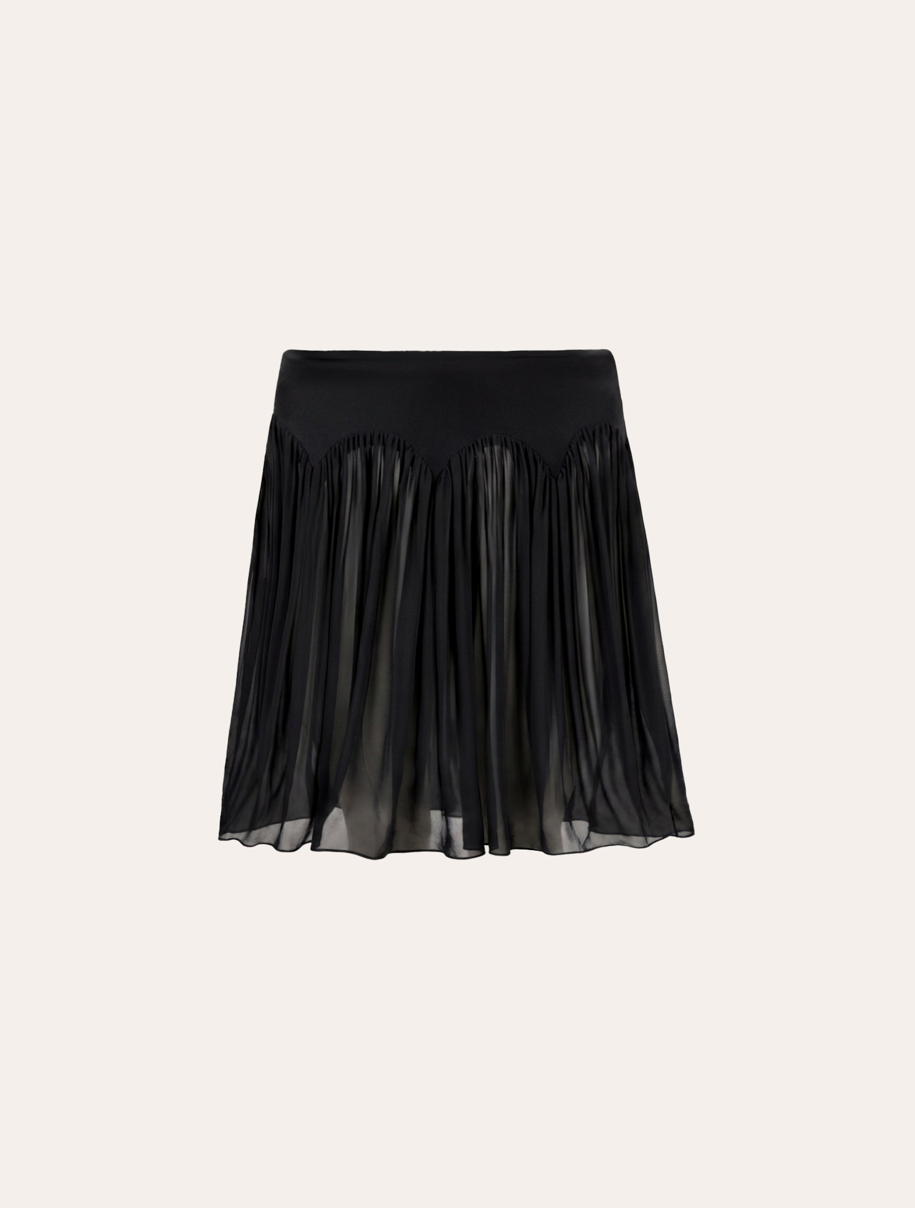 Scalloped waist mini skirt in black