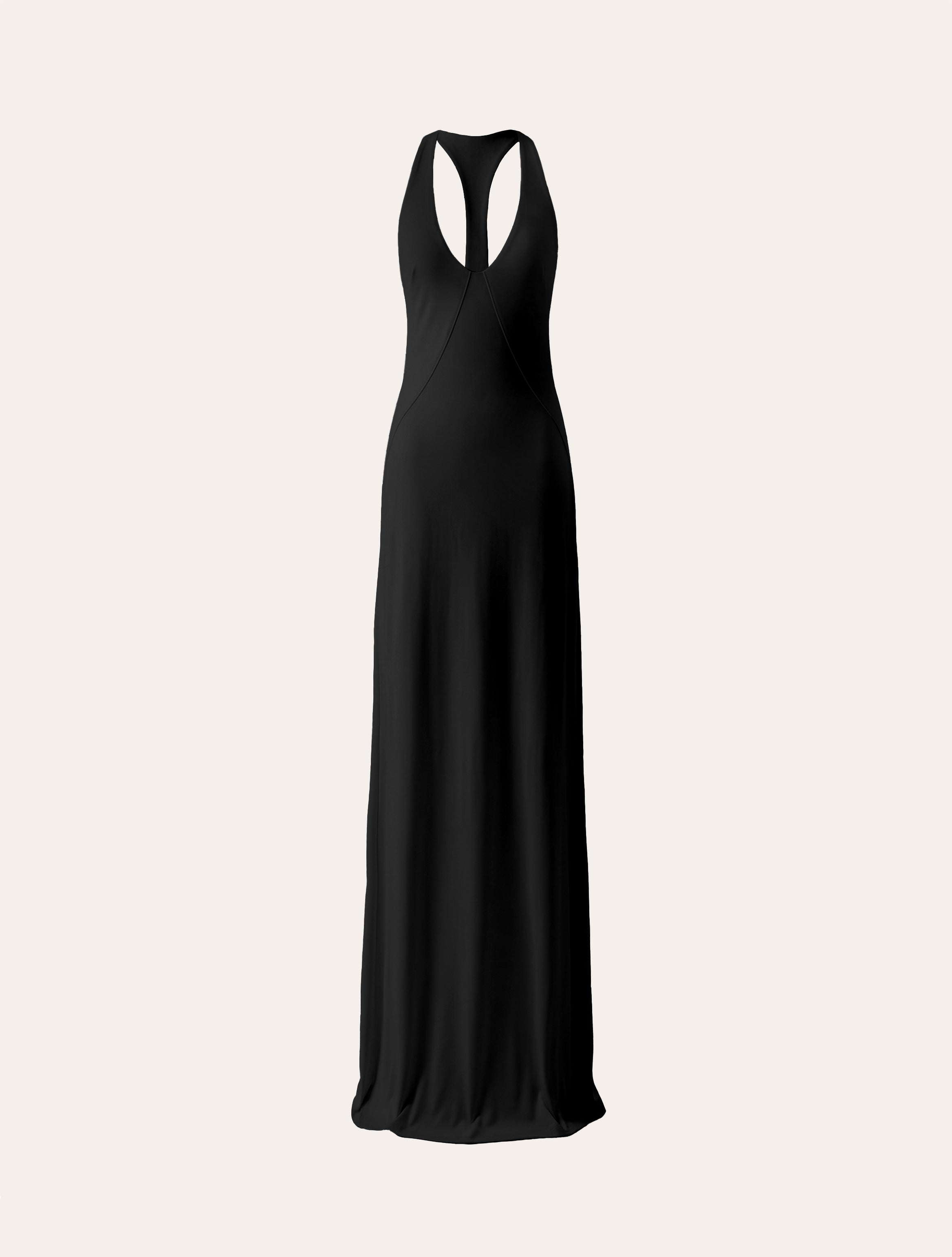 Racerback jersey maxi dress in black