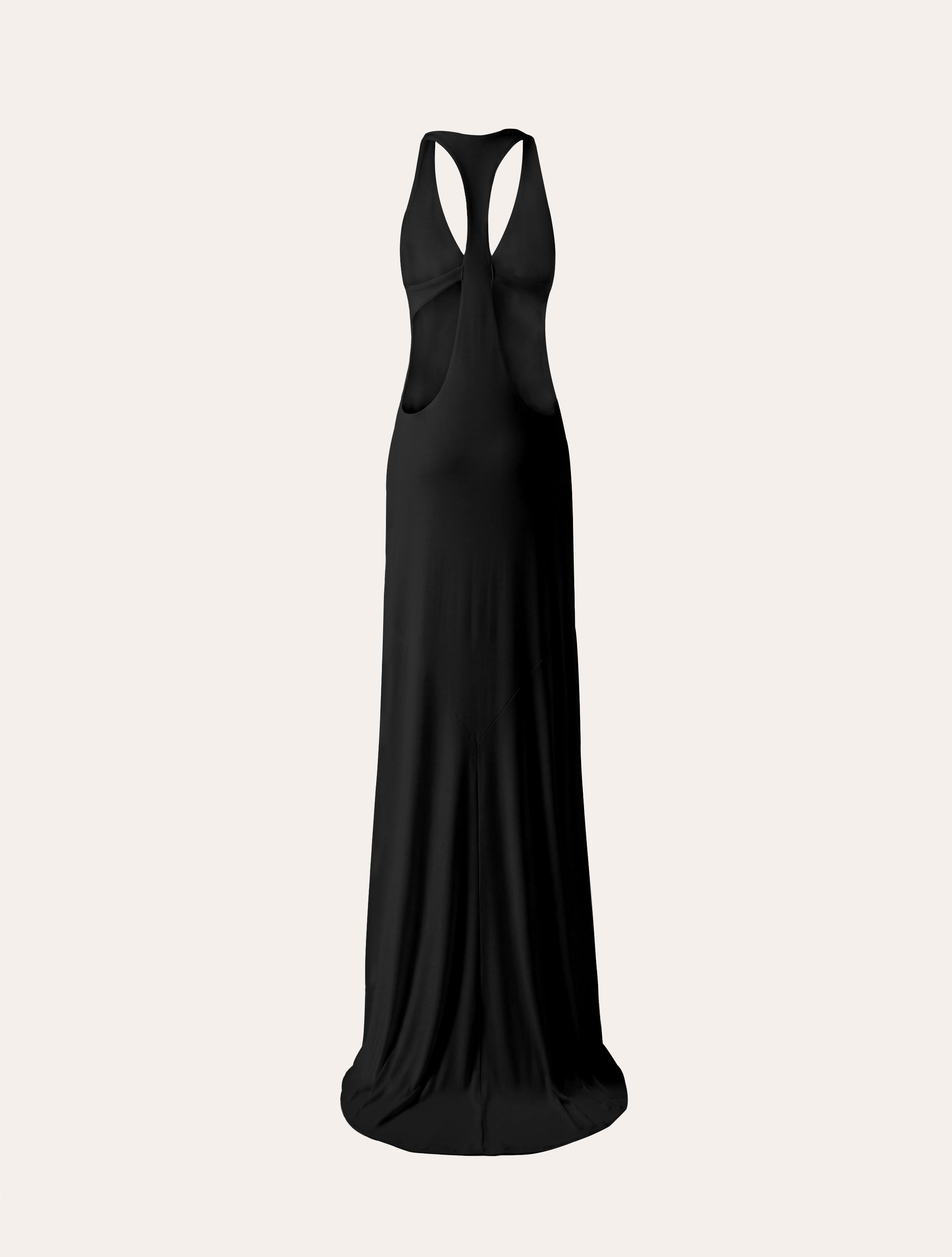 Racerback jersey maxi dress in black