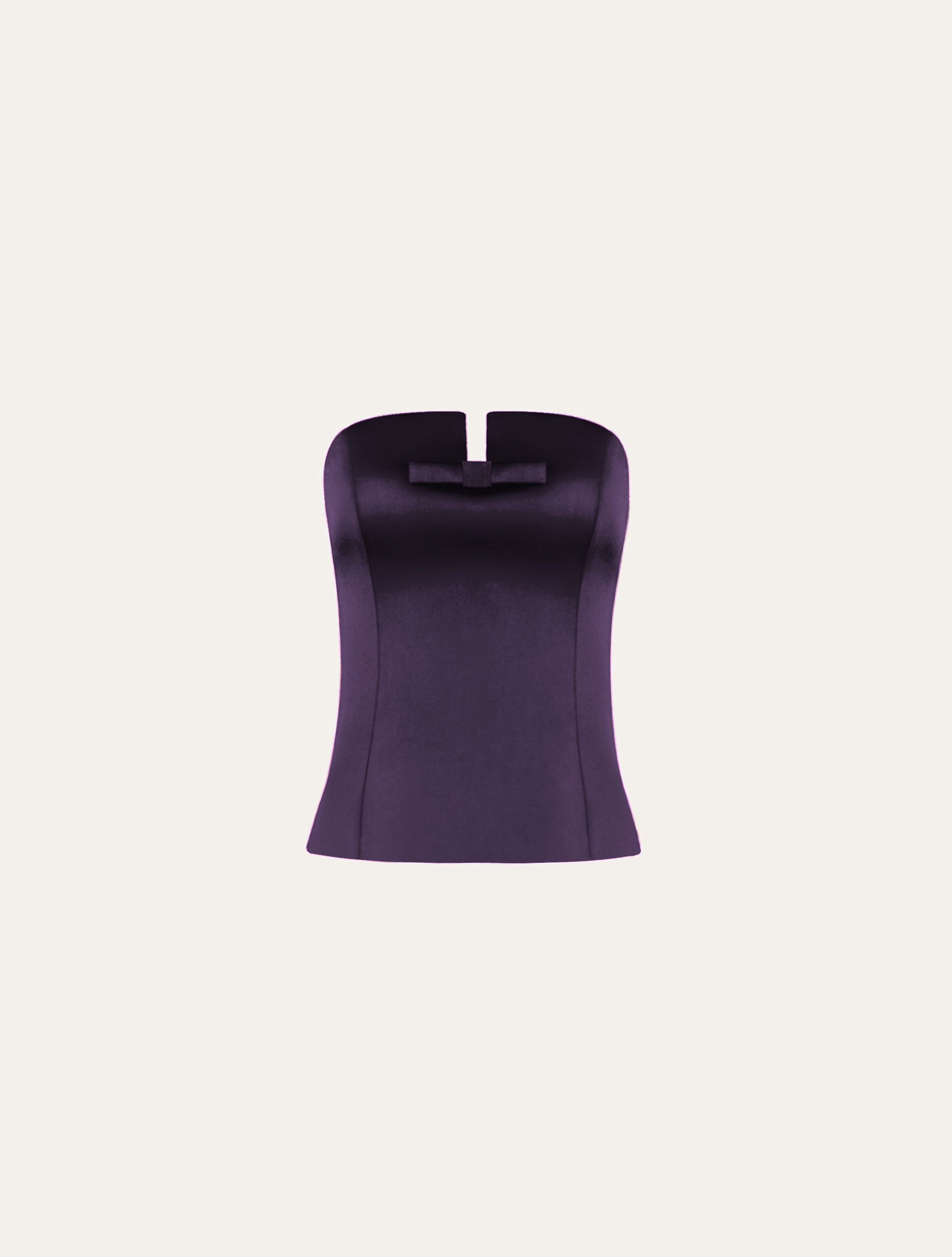 Classic corset with bow in purple satin