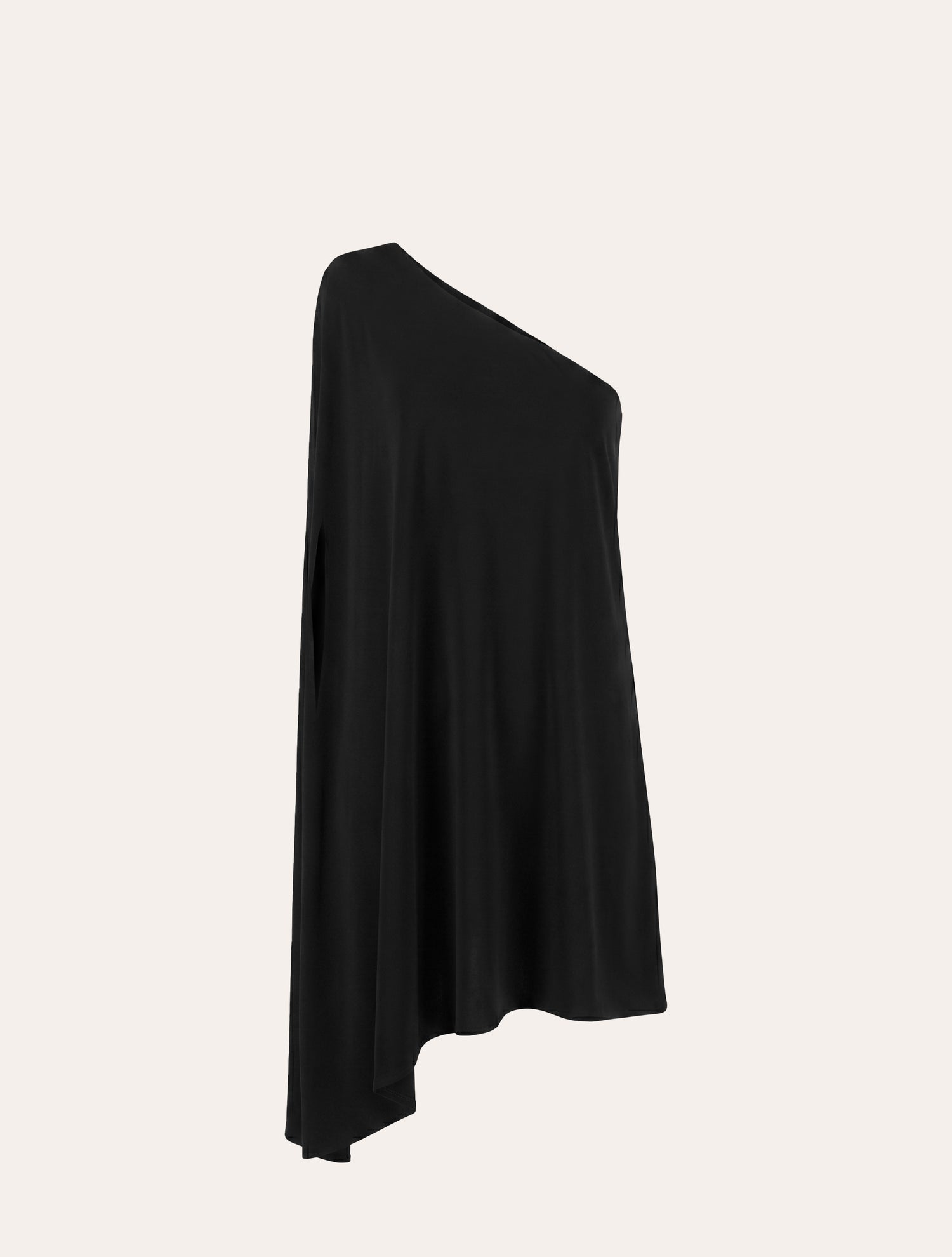 One shoulder jersey mini dress in black