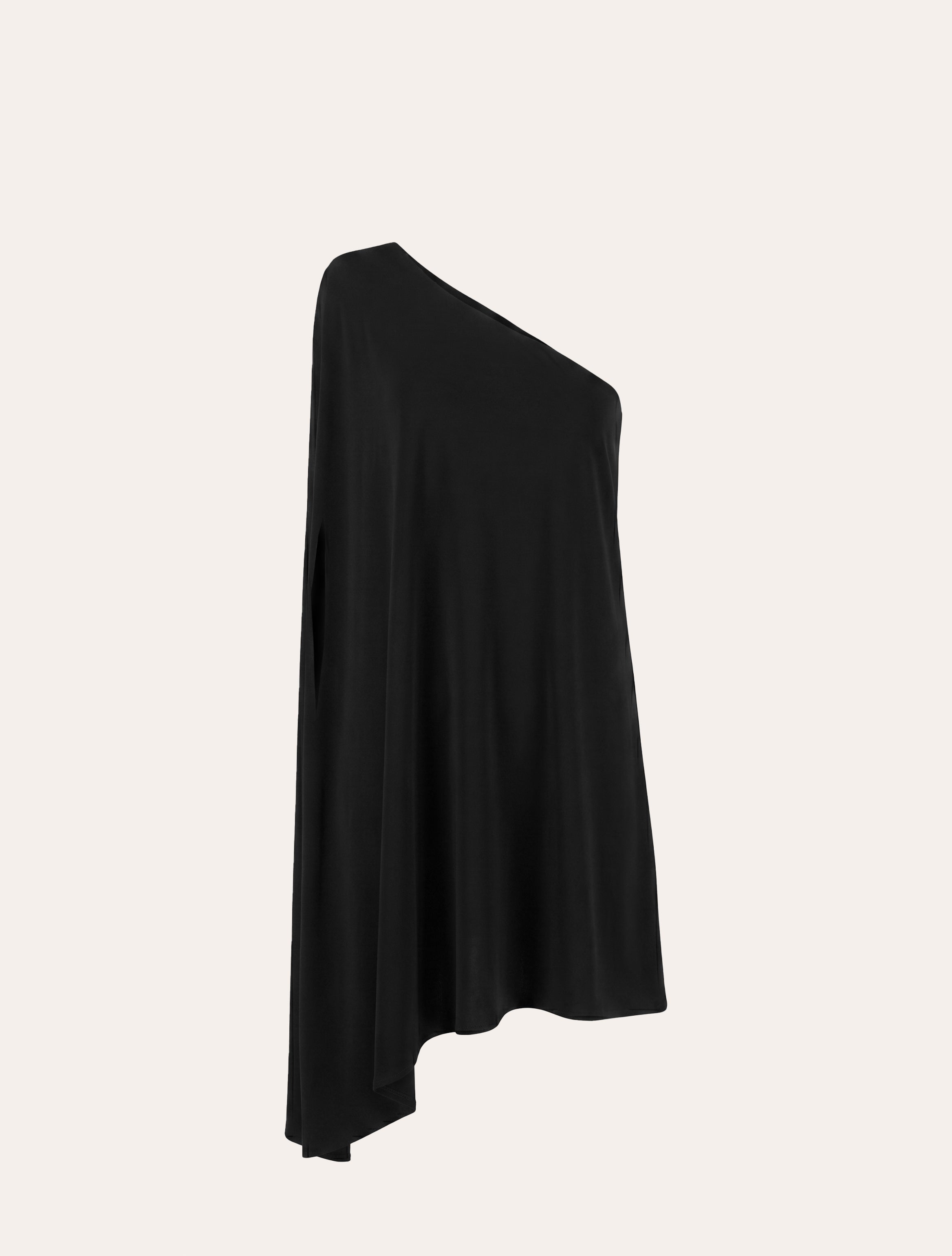 One shoulder jersey mini dress in black
