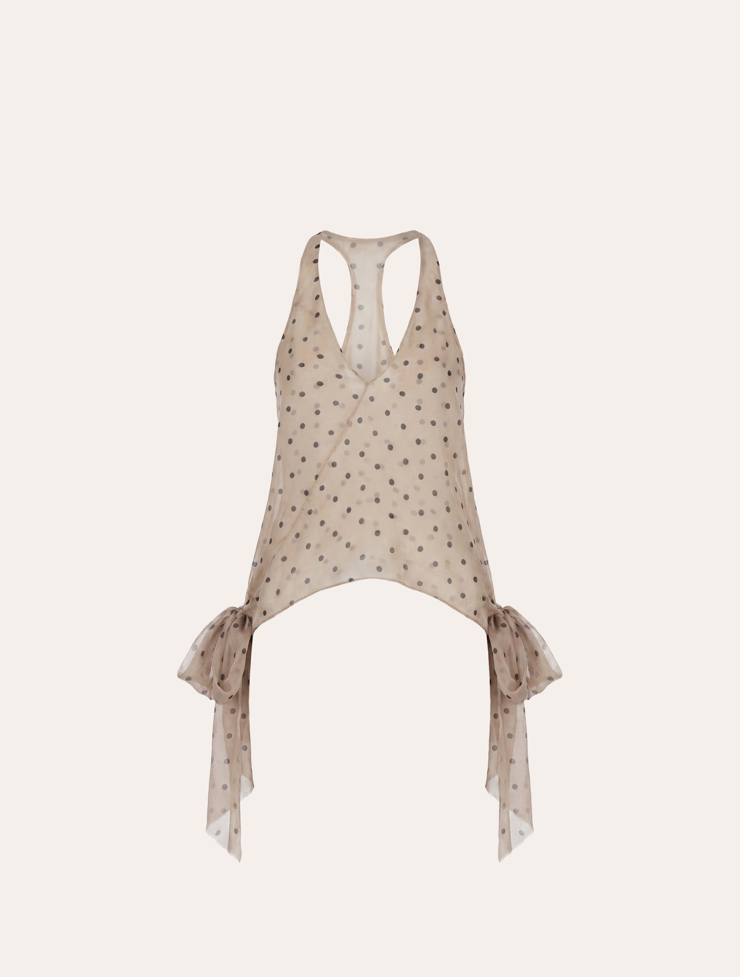 Polka dot muslin tie-side bows top