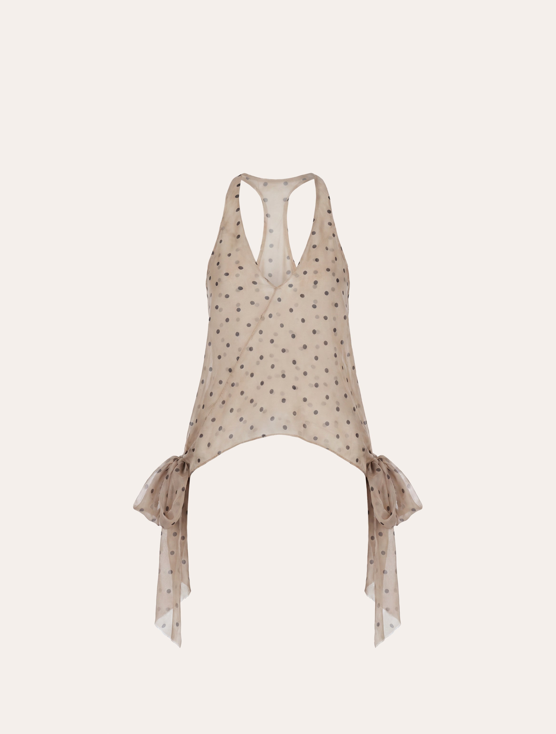 Polka dot muslin tie-side bows top
