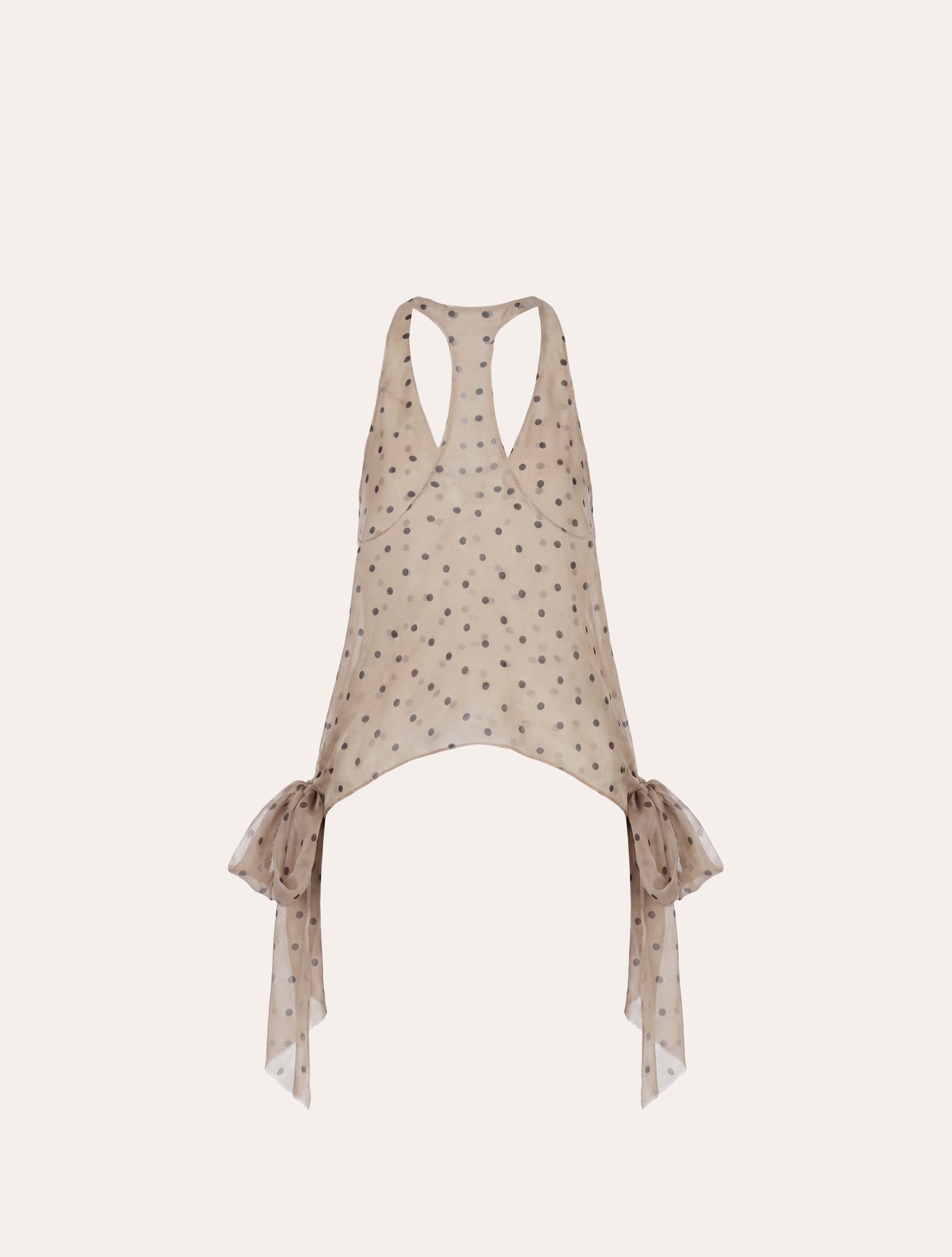 Polka dot muslin tie-side bows top