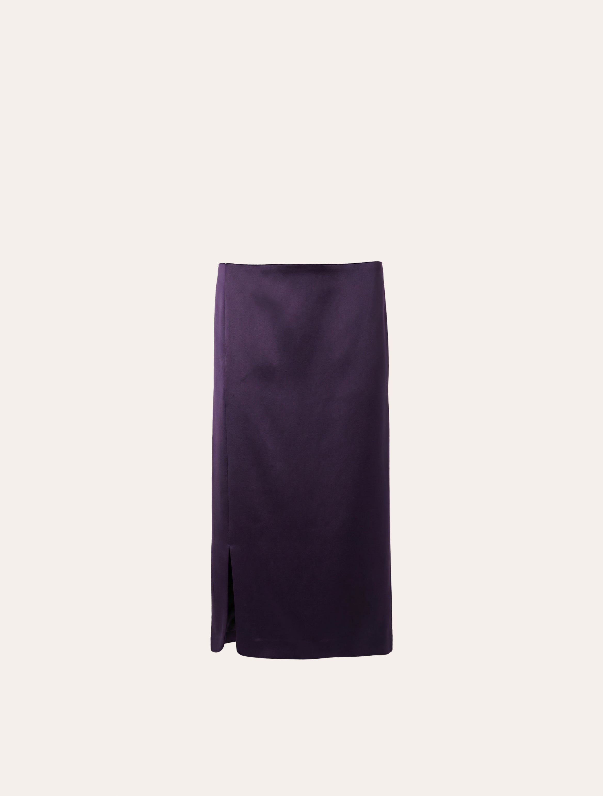 Straight classic midi skirt in purple satin