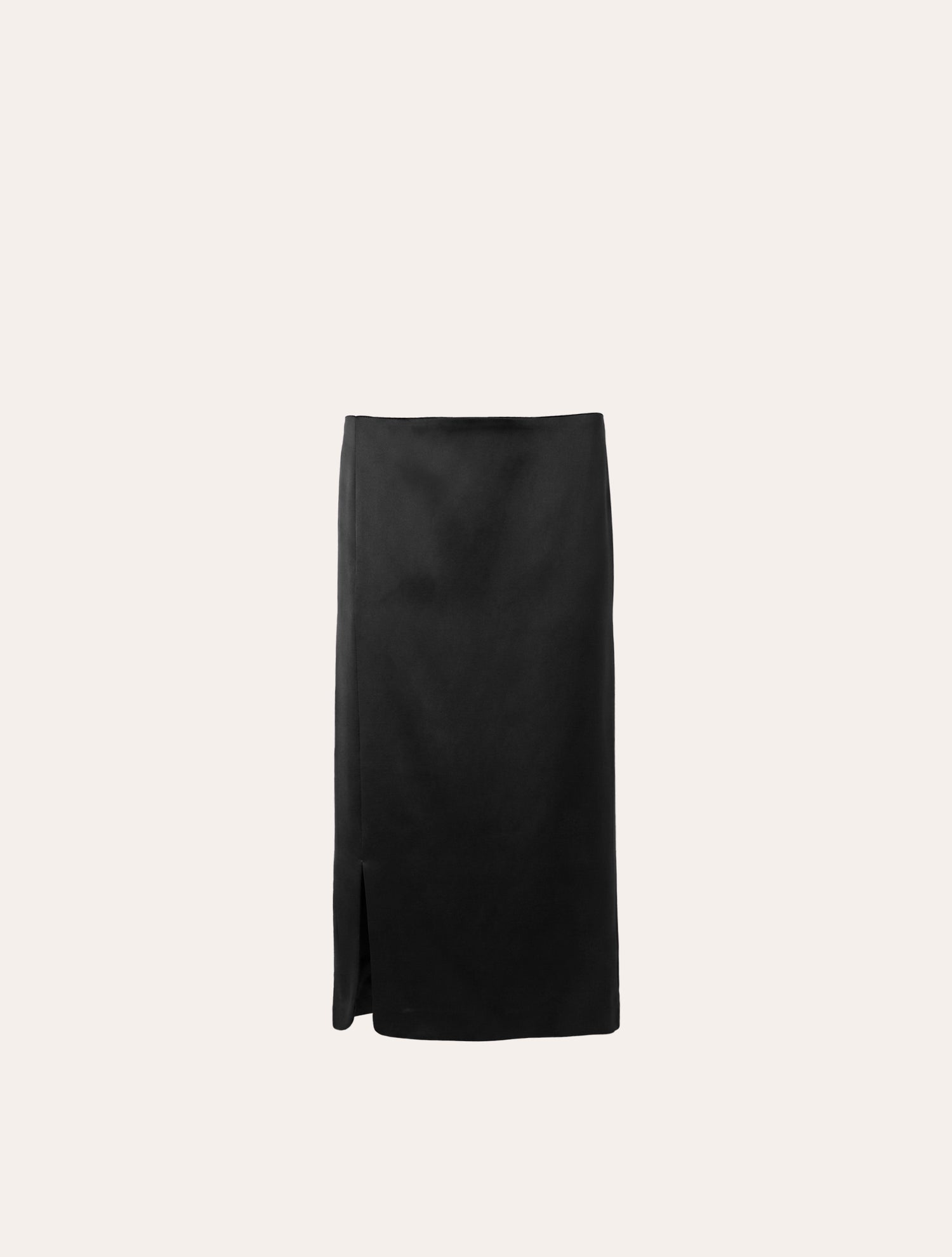 Straight classic midi skirt in black satin