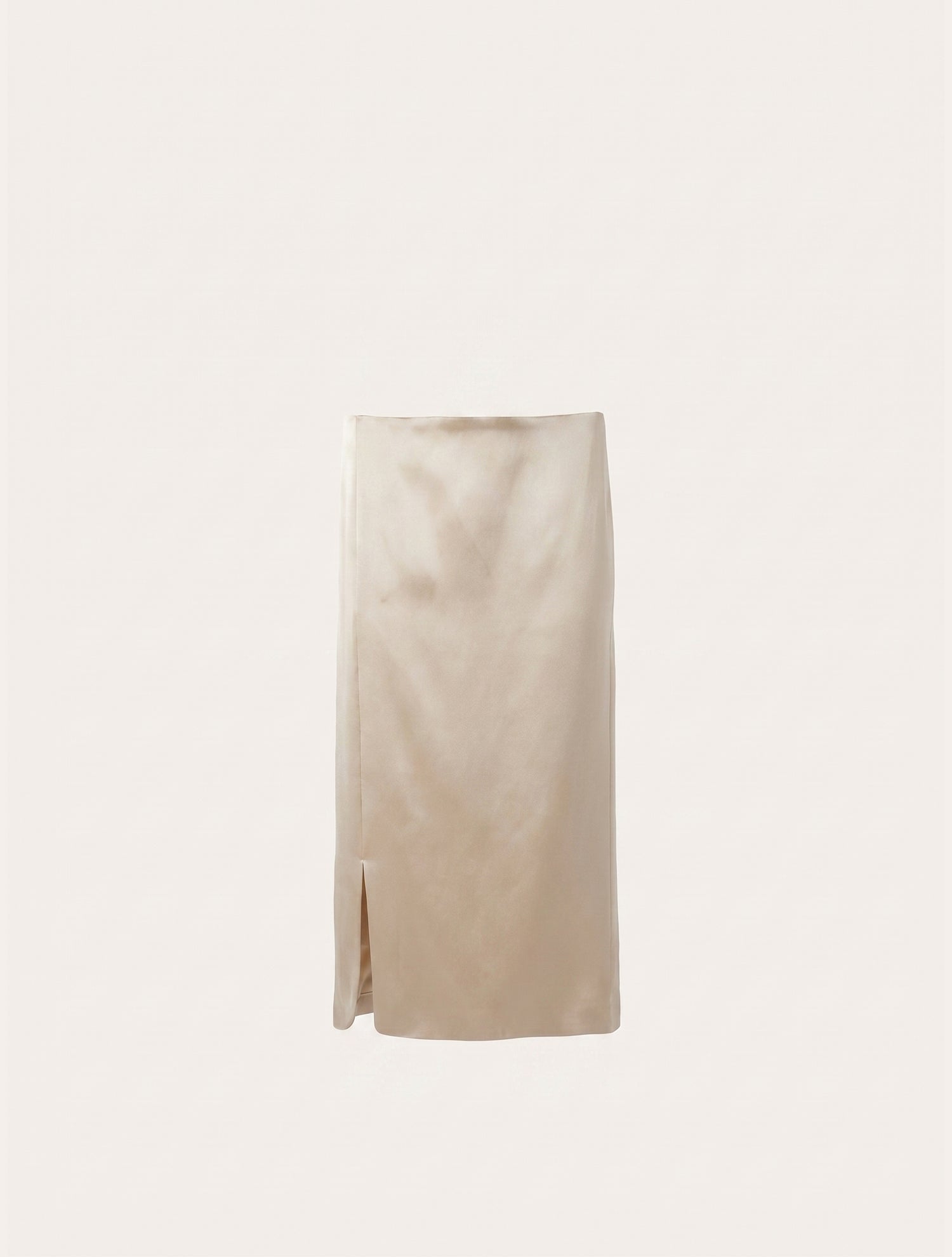Straight classic midi skirt in cream satin