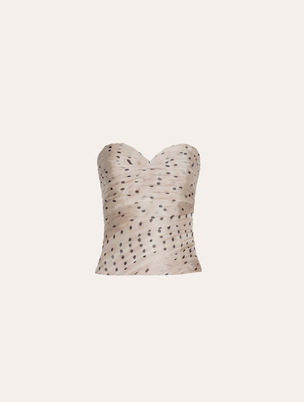 Sweetheart draped bustier corset in beige