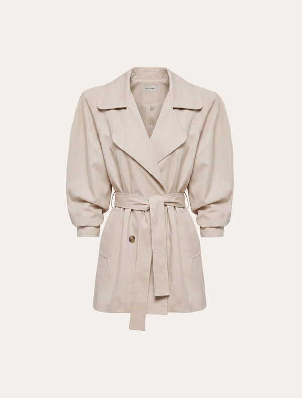 Structured voluminous trench coat in beige