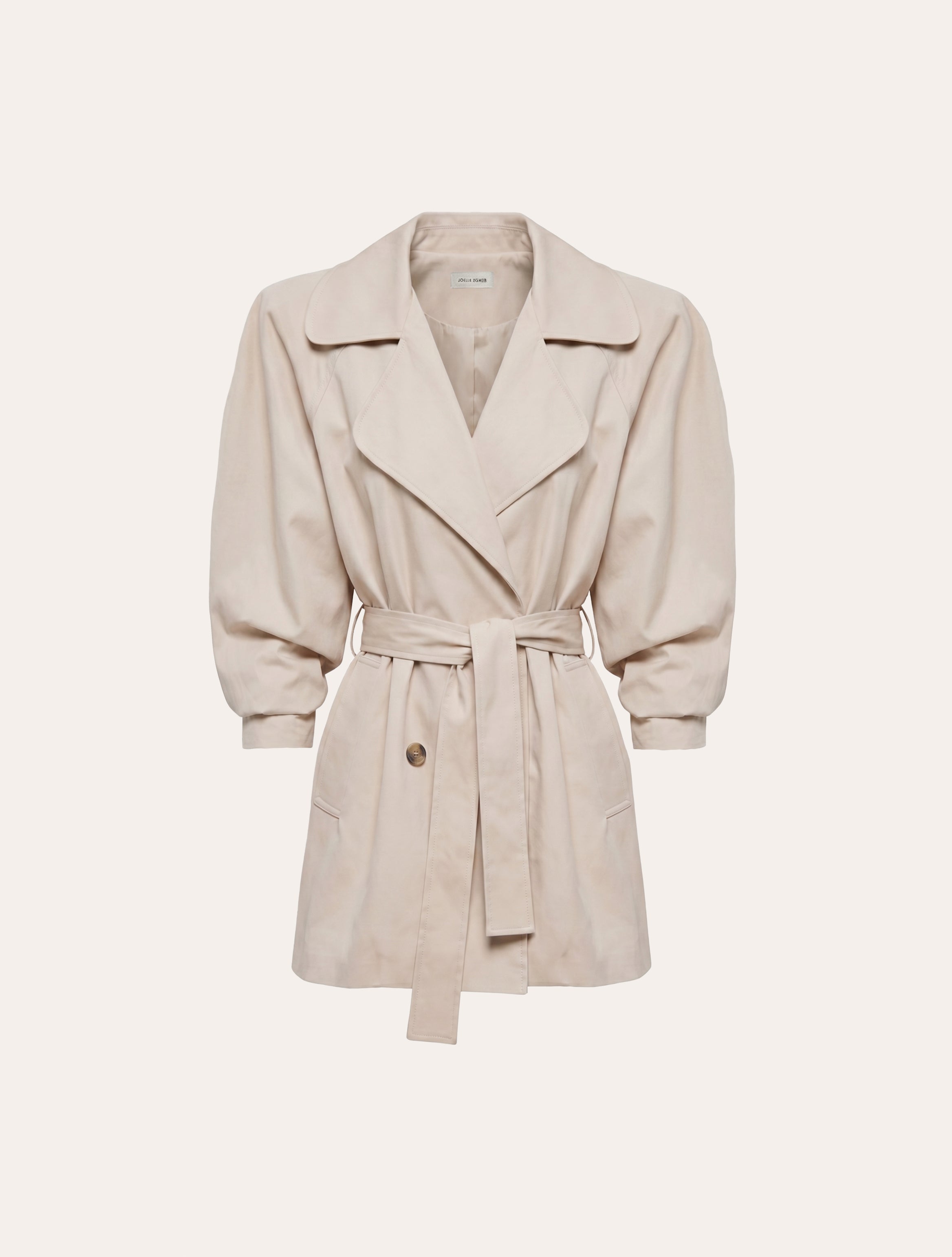 Structured voluminous trench coat in beige