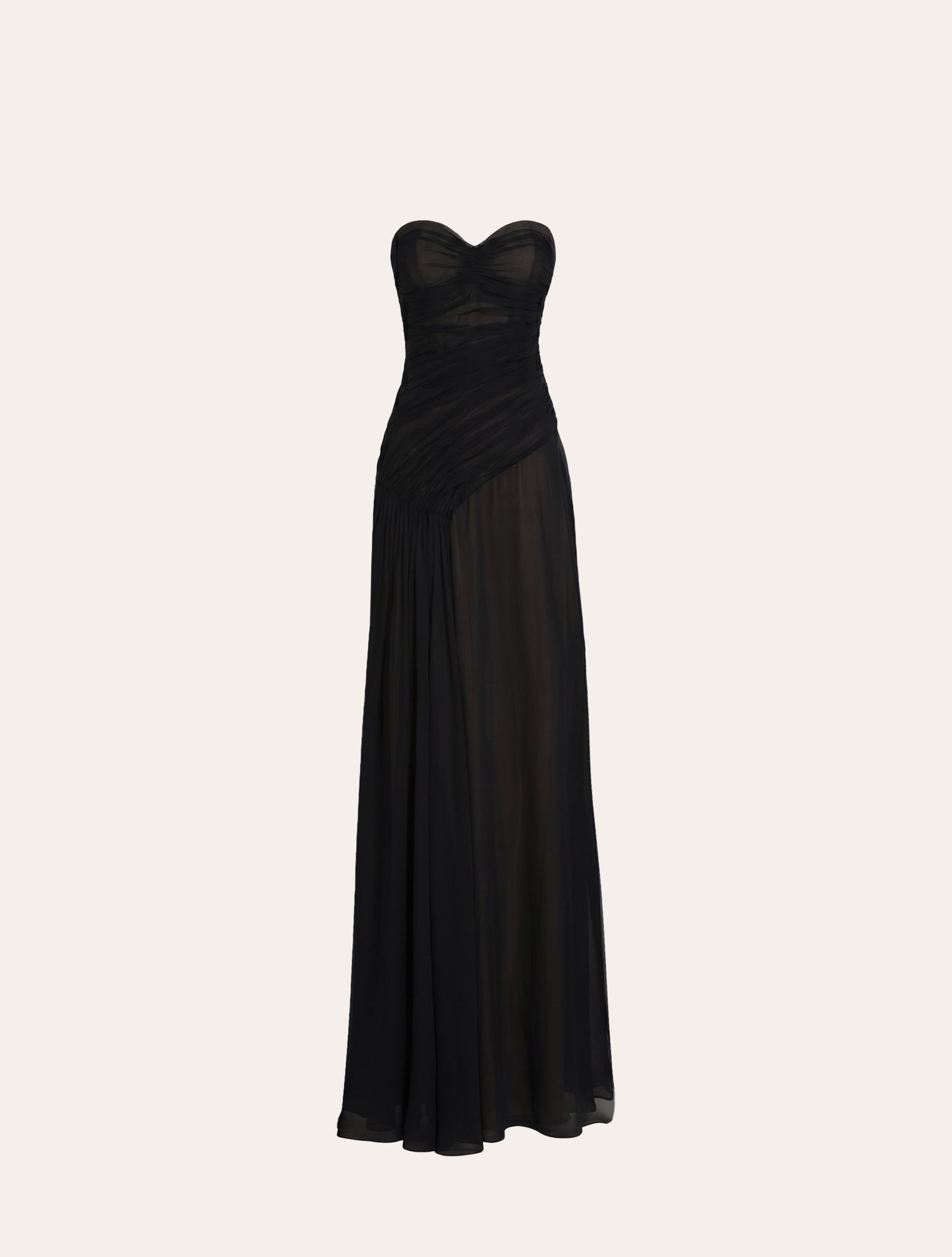 Sweetheart draped bustier maxi dress in black