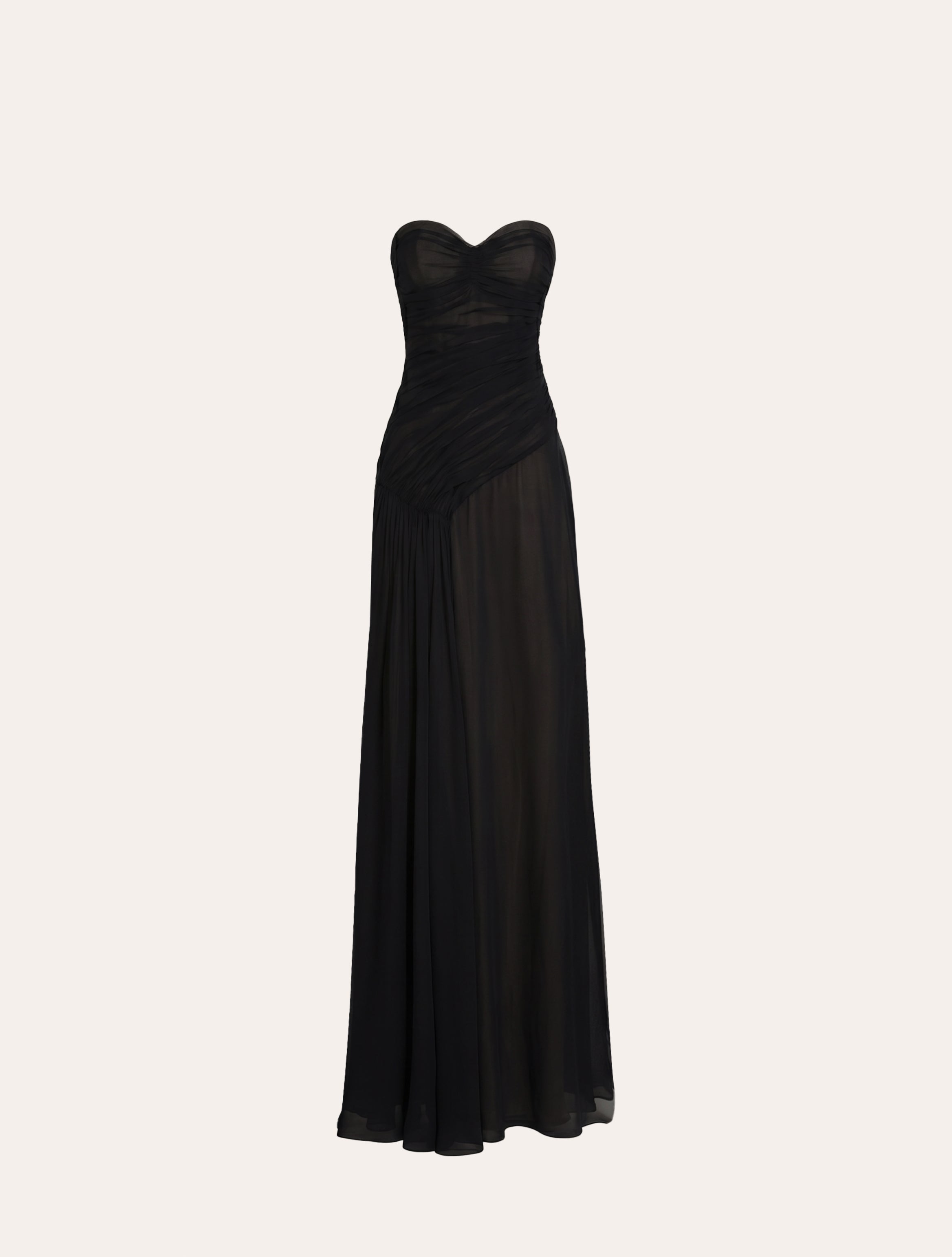 Sweetheart draped bustier maxi dress in black