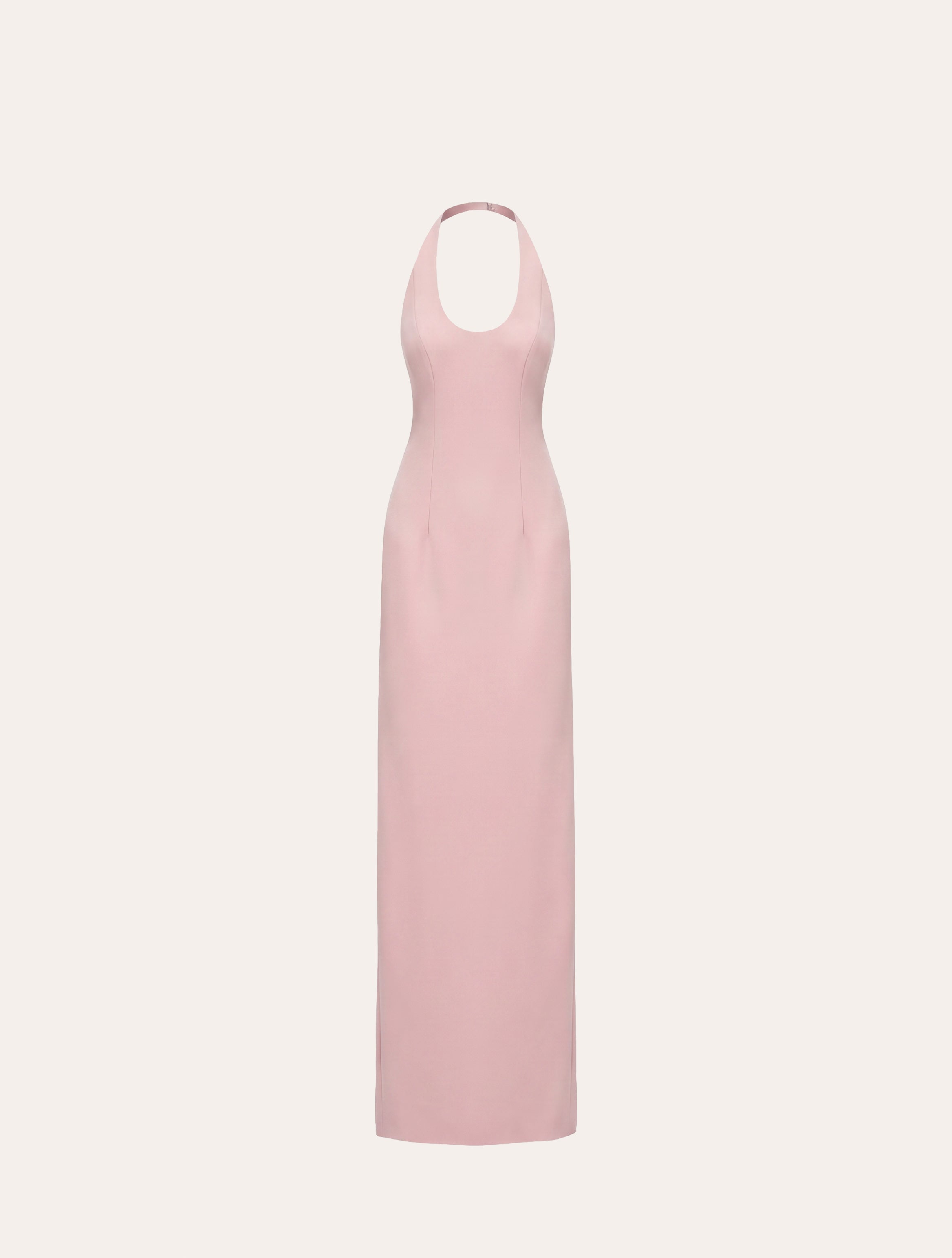 Halter neck maxi dress in baby pink