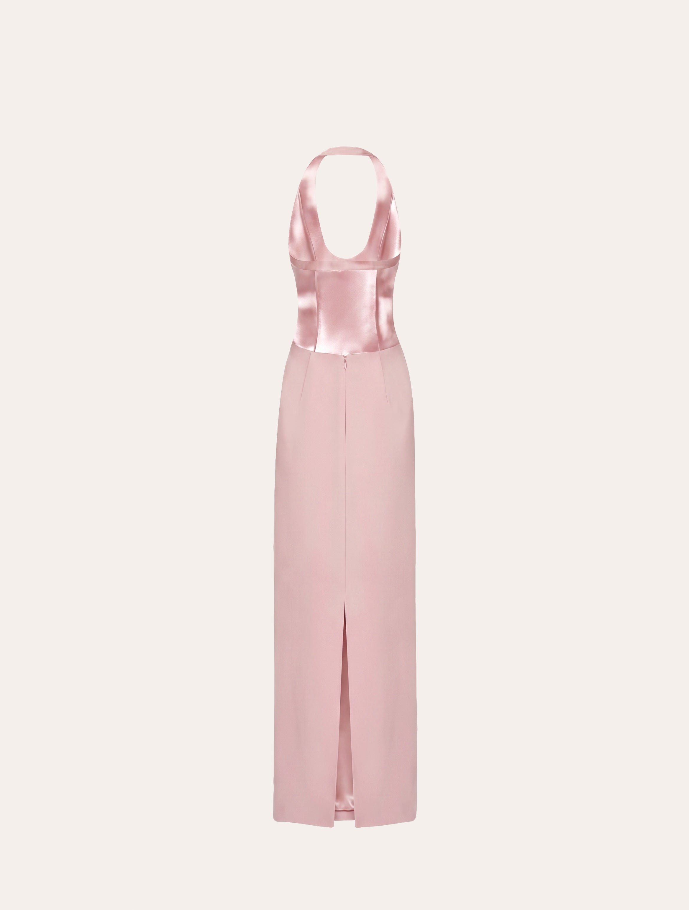 Halter neck maxi dress in baby pink