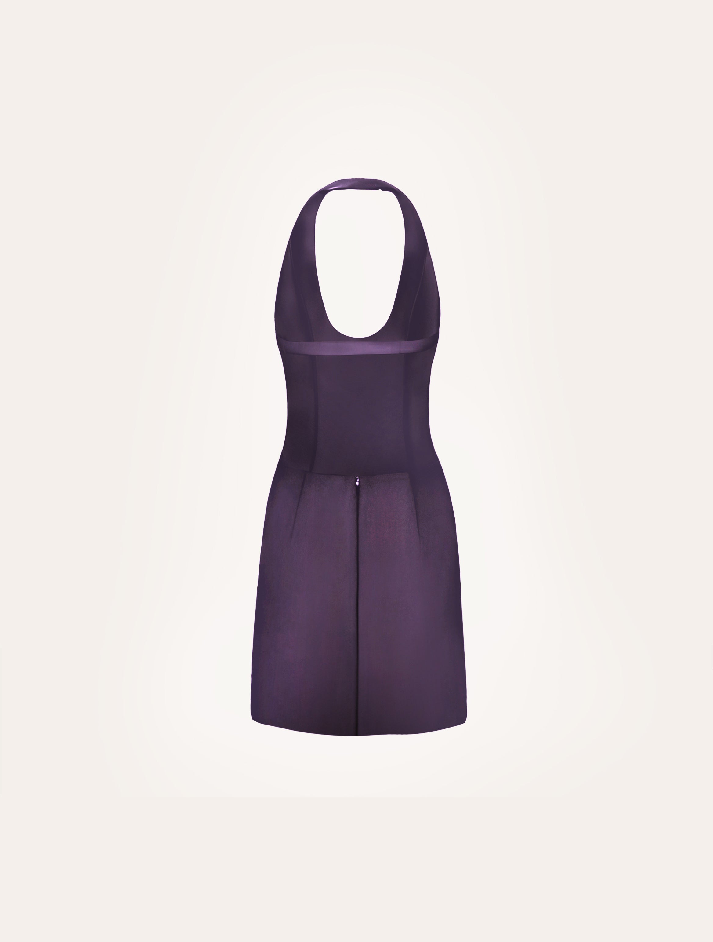 Halter neck mini dress in mauve satin