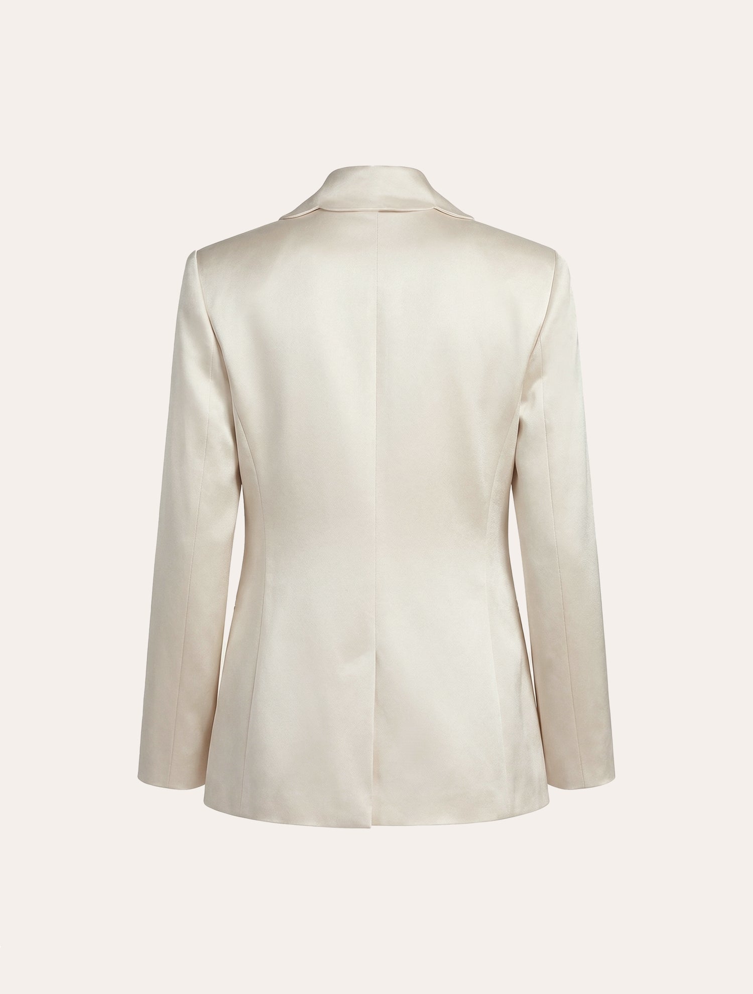 Oversized scallop edge blazer in cream satin