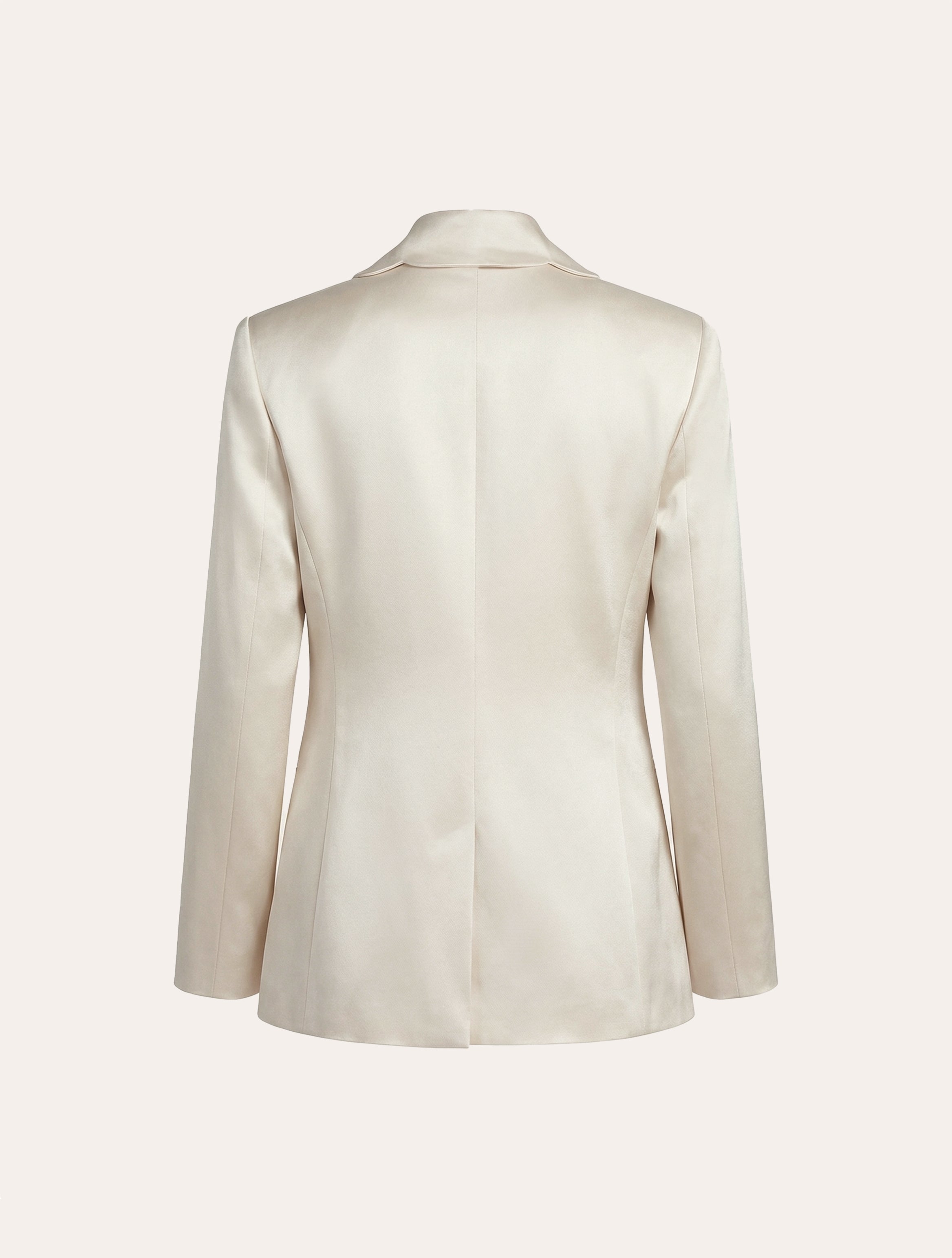 Oversized scallop edge blazer in cream satin