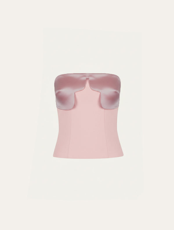 Scalloped detail corset in baby pink