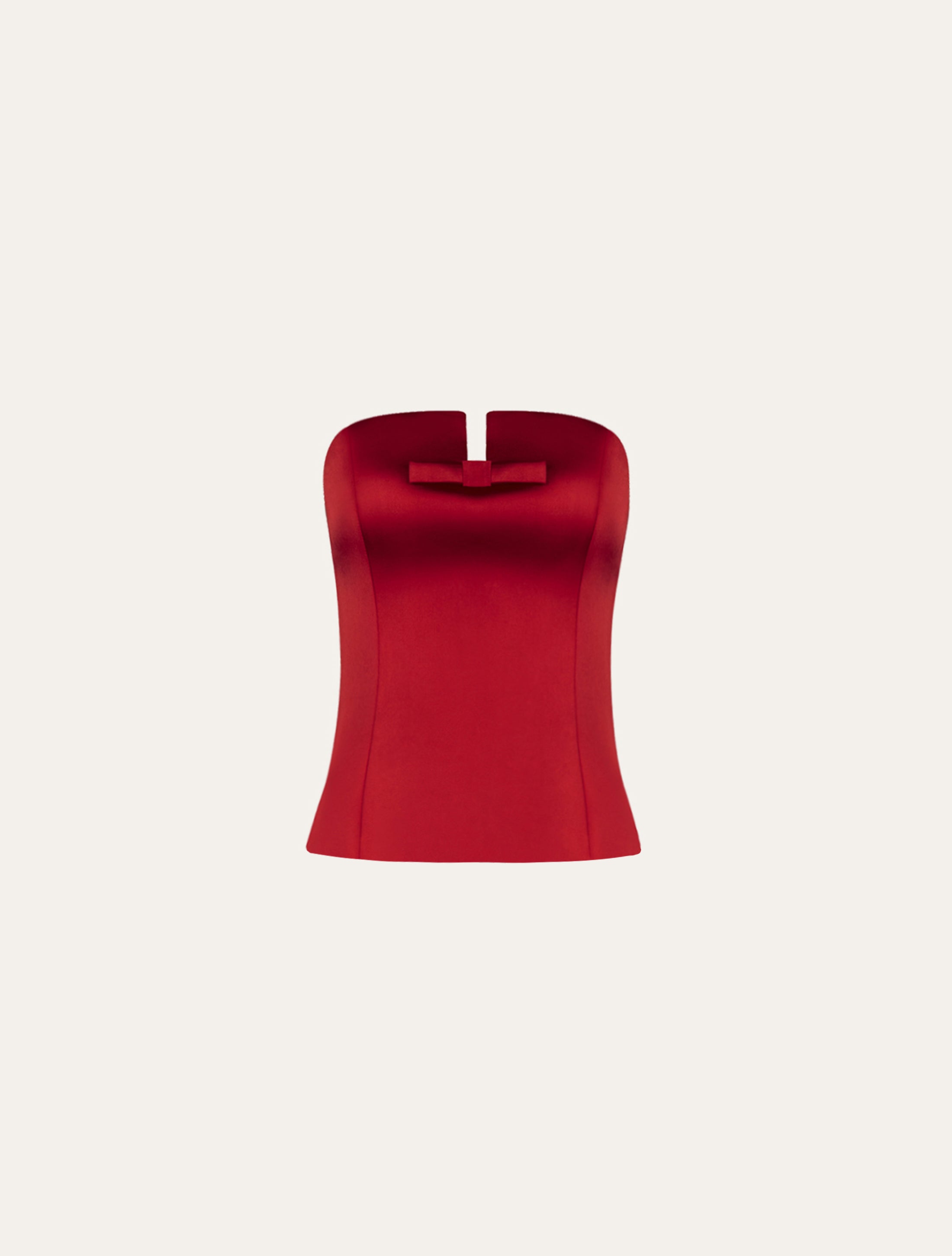 Classic corset with bow in red satin