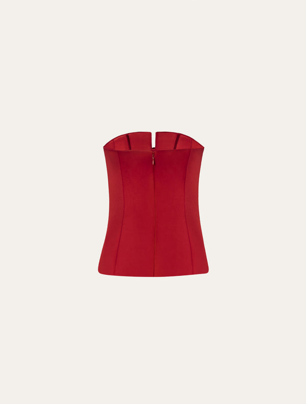 Classic corset with bow in red satin