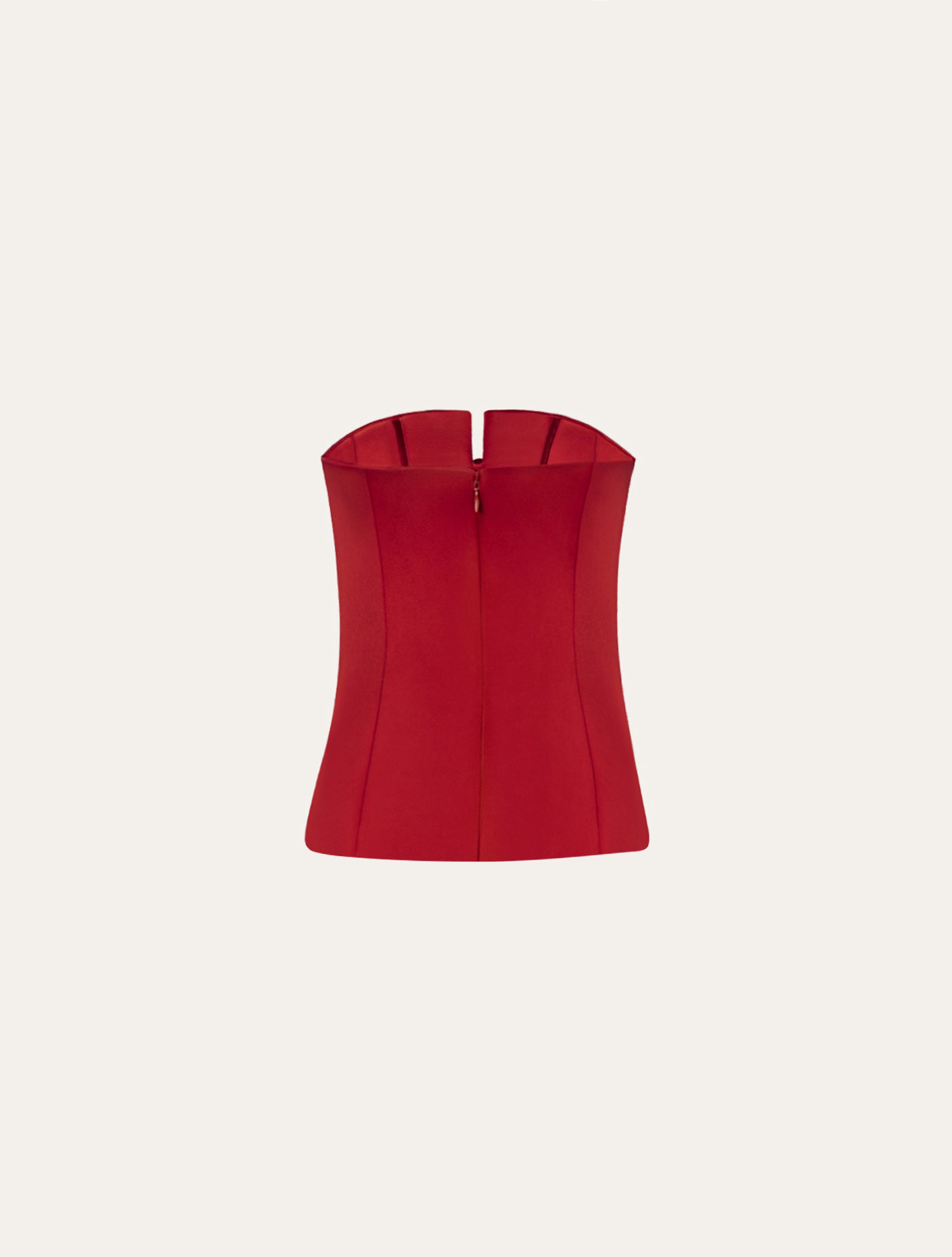 Classic corset with bow in red satin