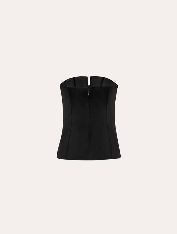 Classic corset with bow in black satin