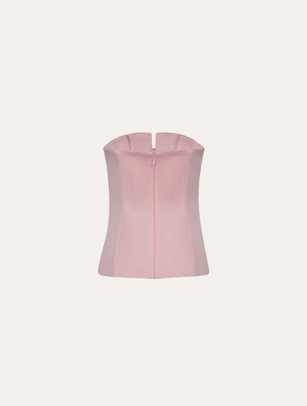 Classic corset with bow in baby pink satin